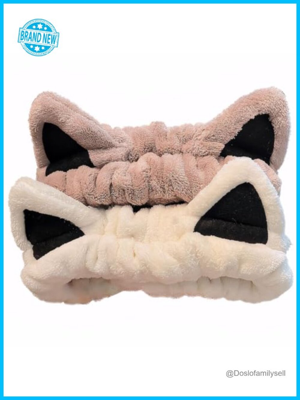 2 Pcs Cat Ears Headband, Soft Coral Fleece Spa Headbands for Washing Face